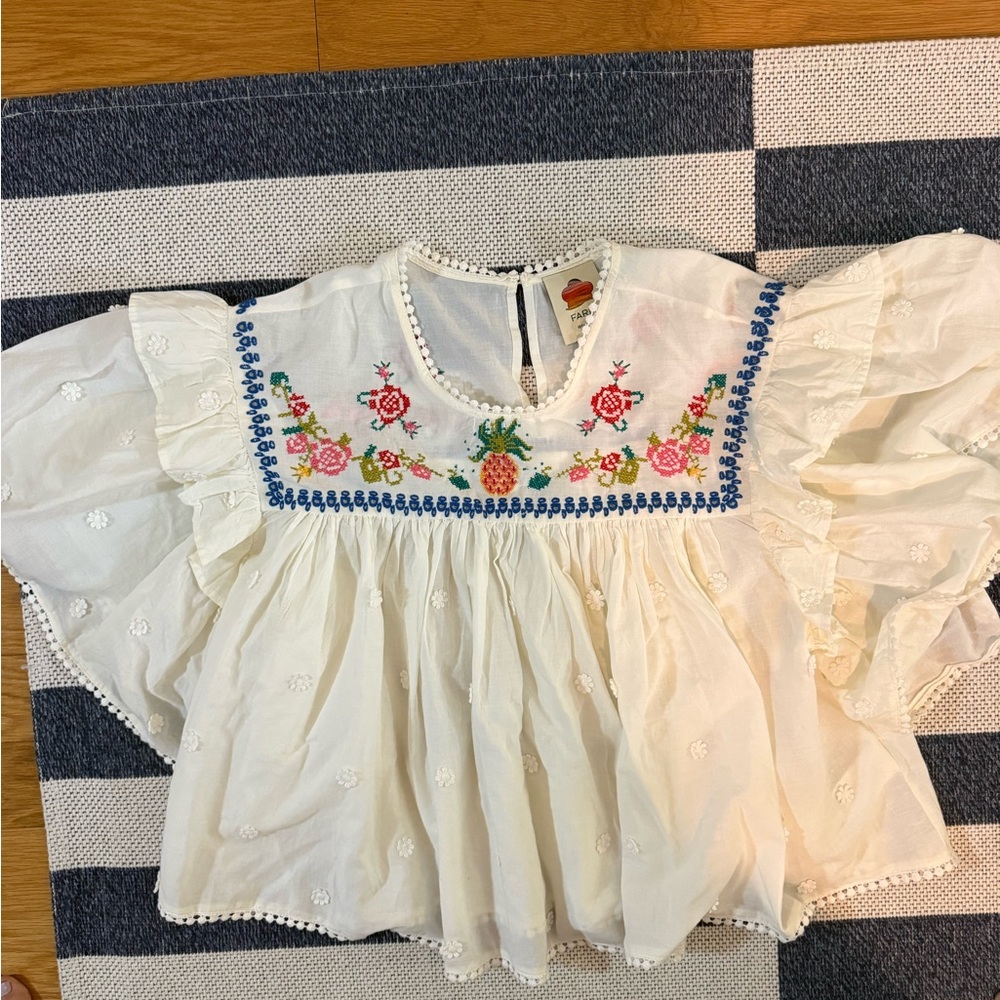 FARM Rio Floral Embroidered Blouse - White and Blue - Picture 4 of 6